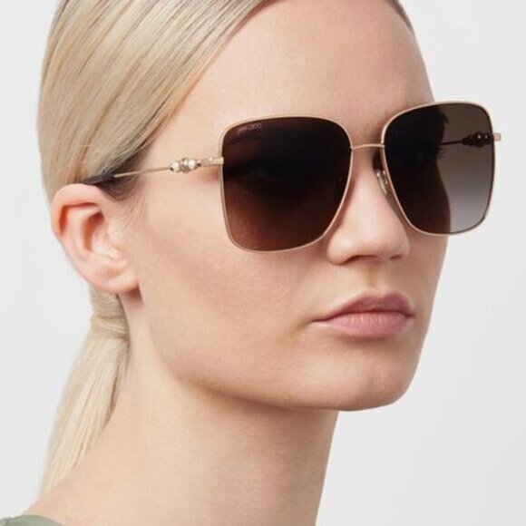 Jimmy Choo HESTER/S 02M2 9O Square Sunglasses - Black Gold/Grey Gradient main image 9